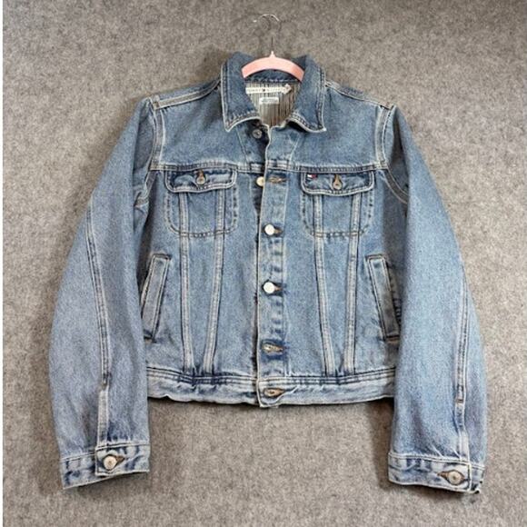 Tommy Hilfiger Jackets & Blazers - VTG Tommy Hilfiger Trucker Jean Jacket Women M Blue Stonewash Streetwear 90s Y2K